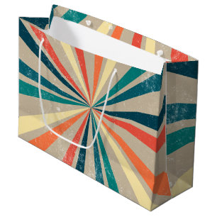 Colourful Retro Rainbow Sunburst   Large Gift Bag