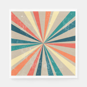 Colourful Retro Rainbow Sunburst Napkin
