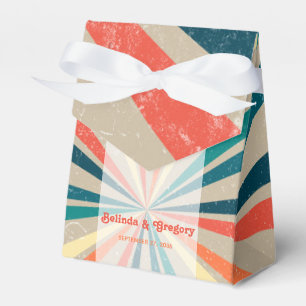 Colourful Retro Rainbow Sunburst Wedding Favour Box