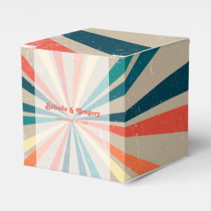 Colourful Retro Rainbow Sunburst Wedding Favour Box