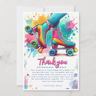 Colourful Retro Roller Skate Birthday Thank You