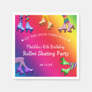 Colourful Retro Roller Skating Birthday Napkin
