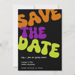 Colourful Retro Save the Date Wedding Announcement