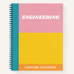 Colourful Retro School Subject Engineering Custom Notebook