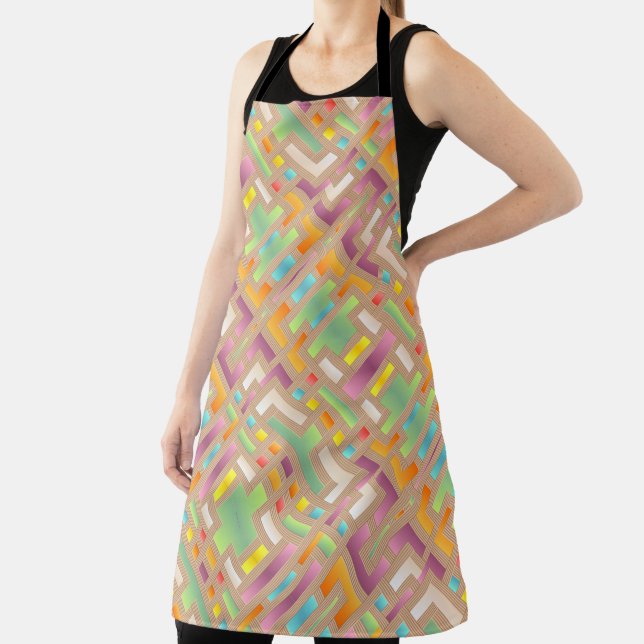 Colourful Retro Shapes Abstract Apron (Insitu)