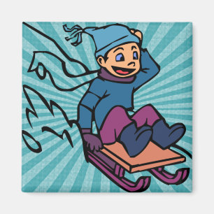 Colourful Retro Skiing   skiing lovers   winter sp Magnet