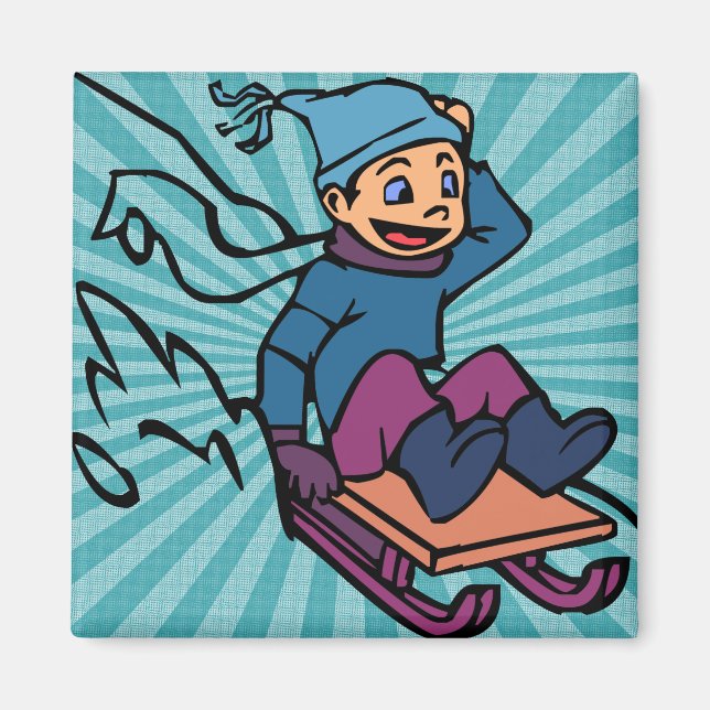 Colourful Retro Skiing | skiing lovers | winter sp Magnet (Front)