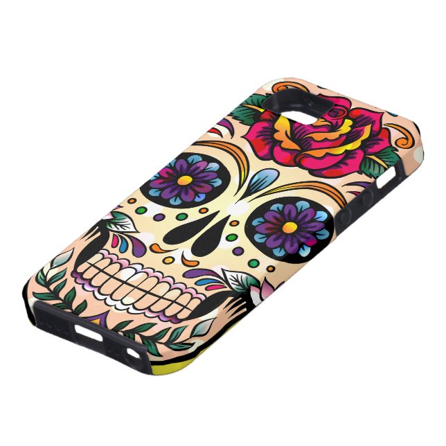 Colourful Retro Skull Flowers & Roses Case-Mate iPhone Case (Bottom)
