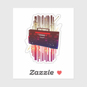 Colourful Retro Speaker Art with Neon Music Energy