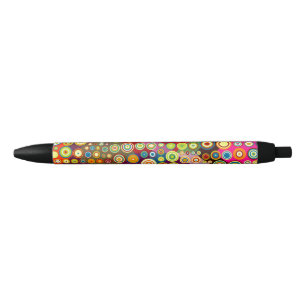 Colourful retro spots pattern I + your ideas Black Ink Pen