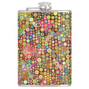 Colourful Retro Spots + your idea Hip Flask