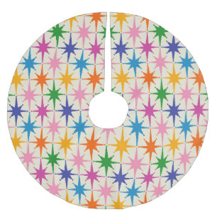Colourful Retro Starbursts Mid Century Modern Brushed Polyester Tree Skirt