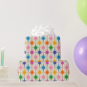 Colourful Retro Starbursts Mid Century Modern Wrapping Paper
