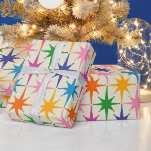 Colourful Retro Starbursts Mid Century Modern Wrapping Paper