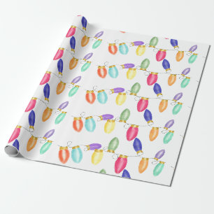 Colourful retro string lights wrapping paper
