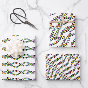 Colourful retro string lights  wrapping paper shee