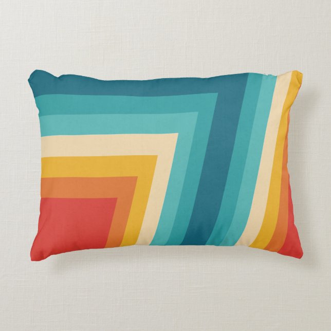 Colourful Retro Stripe -  70s, 80s Design Decorative Cushion (Front)