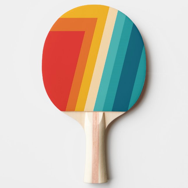 Colourful Retro Stripe - 70s, 80s Design Ping Pong Paddle (Front)