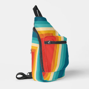 Colourful Retro Stripe - 70s, 80s Design Sling Bag