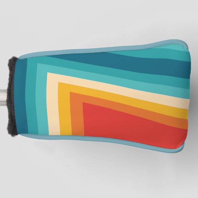 Colourful Retro Stripe - 70s, 80s  Golf Head Cover (Front)