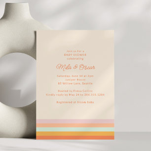 Colourful Retro Stripe Baby Shower Girl Sprinkle Invitation