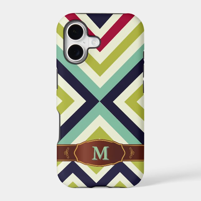 Colourful Retro Stripe Monogram Pattern iPhone 5 (Back)