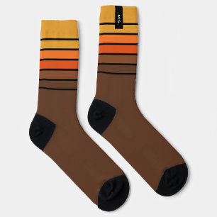 Colourful Retro Striped Monogram Initial Socks