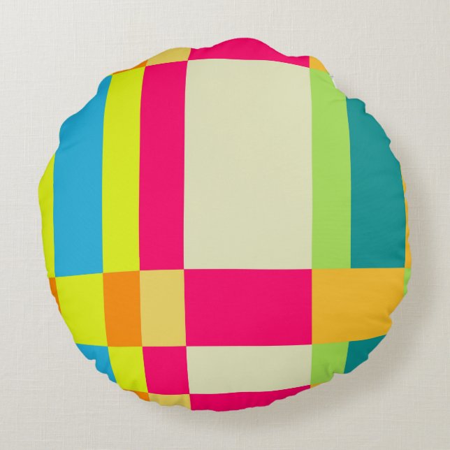 Colourful Retro Striped Pattern Pillow (Back)