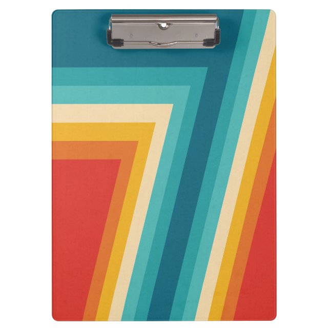 Colourful Retro Stripes  -   70s 80s  Design Clipboard (Front)