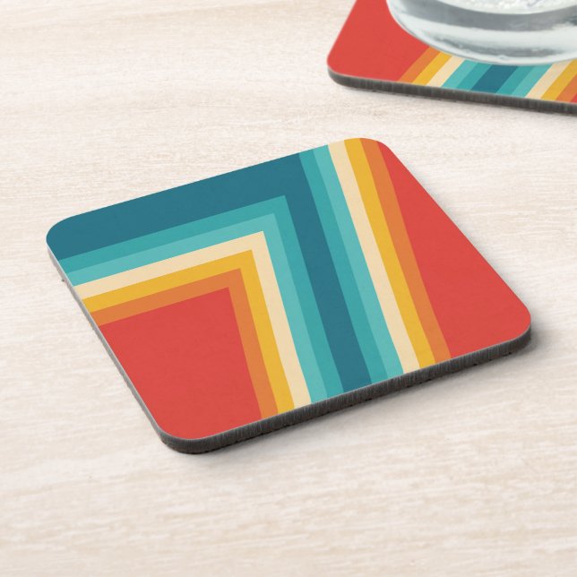Colourful Retro Stripes  -   70s, 80s Design Coaster (Left Side)