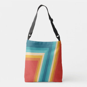 Colourful Retro Stripes - 70s, 80s Design Crossbody Bag