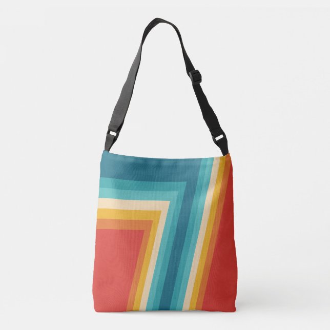 Colourful Retro Stripes  -   70s, 80s Design Crossbody Bag (Back)