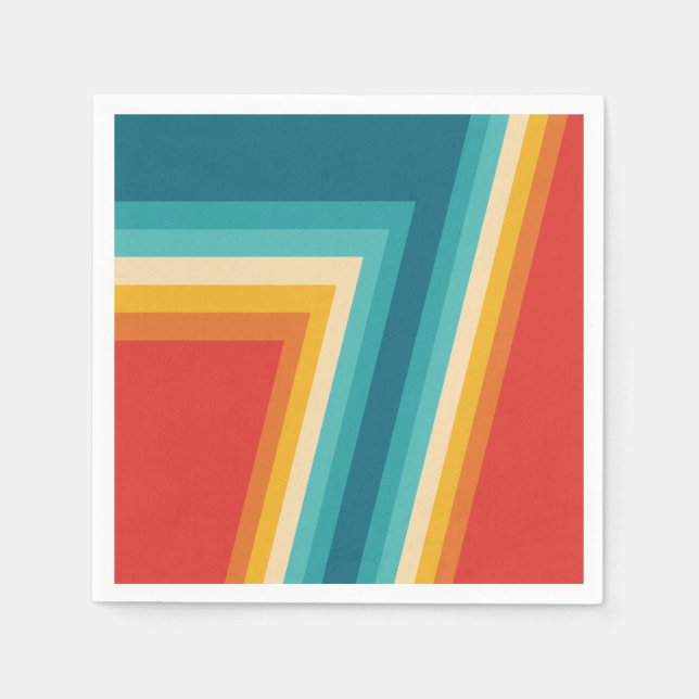 Colourful Retro Stripes  -   70s, 80s Design Napkin (Front)