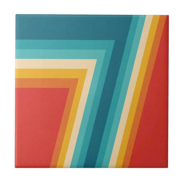 Colourful Retro Stripes  -   70s, 80s Design Tile (Front)