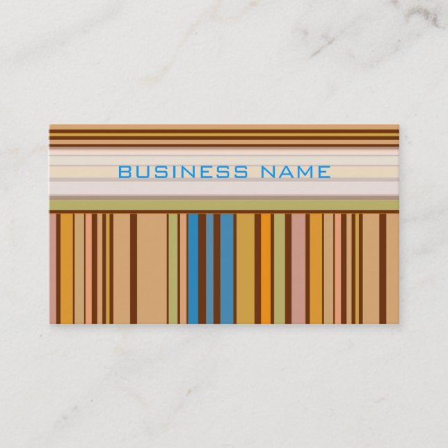Colourful Retro Stripes Pattern 2 Business Card (Front)