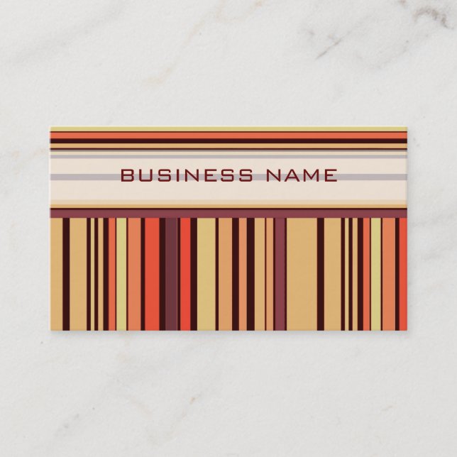 Colourful Retro Stripes Pattern Business Card (Front)
