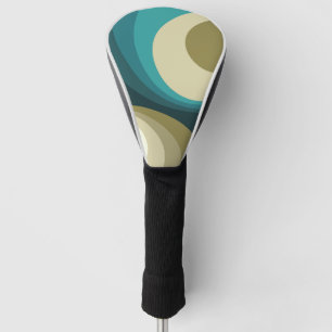 Colourful retro style circles design golf head cover