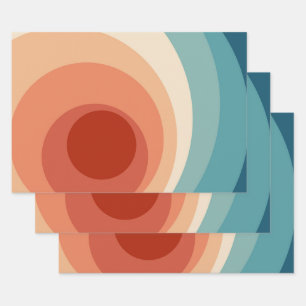 Colourful retro style circles design  wrapping paper sheet