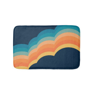 Colourful retro style clouds design bath mat