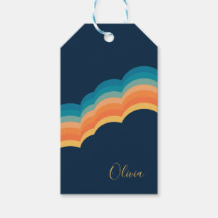 Colourful retro style clouds design gift tags