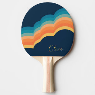 Colourful retro style clouds design ping pong paddle
