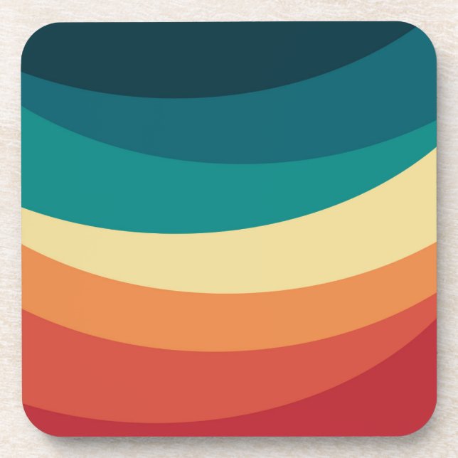 Colourful retro style curves design coaster (Front)