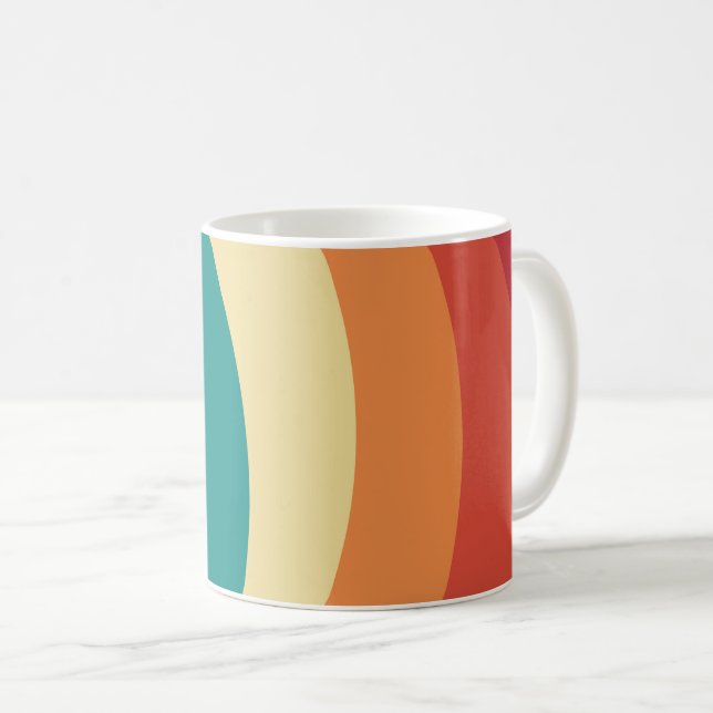 Colourful retro style curves design coffee mug (Front Right)