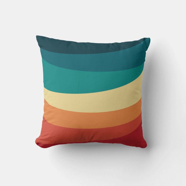 Colourful retro style curves design cushion (Front)