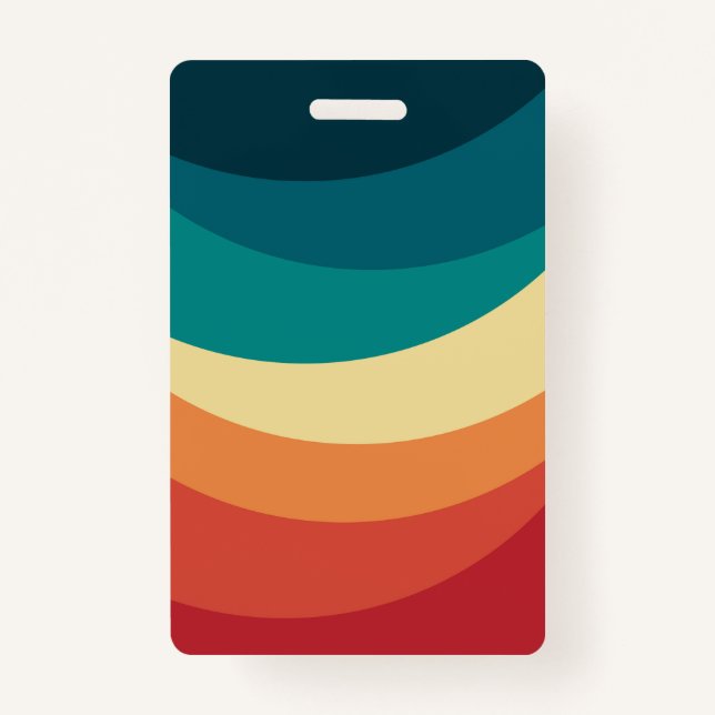 Colourful retro style curves design ID badge (Front)