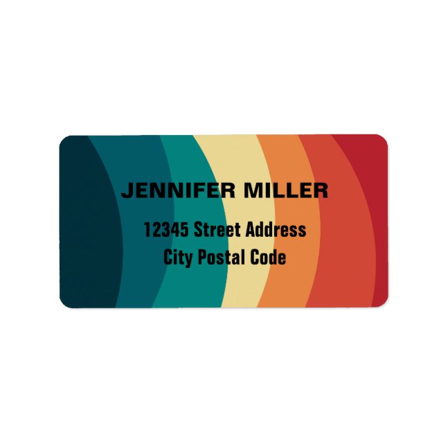 Colourful retro style curves design label (Front)