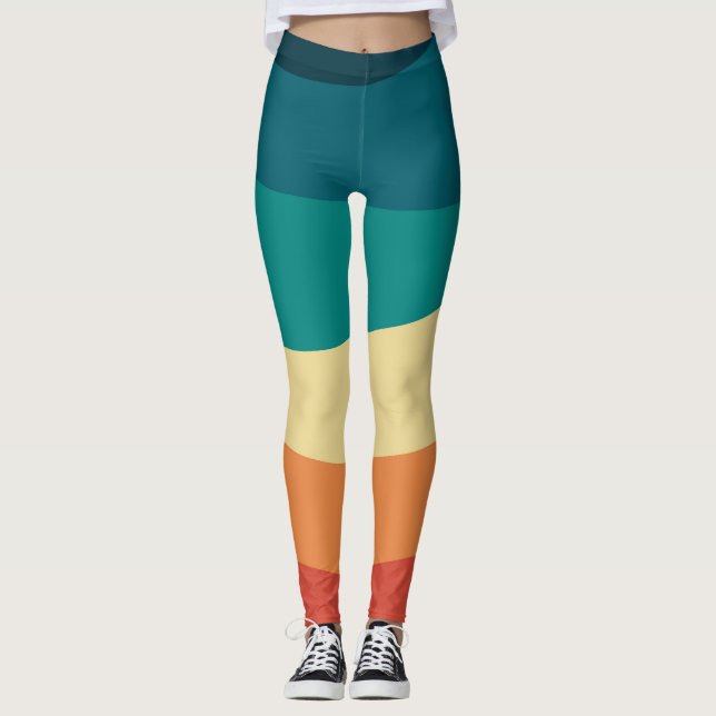 Colourful retro style curves design leggings (Front)