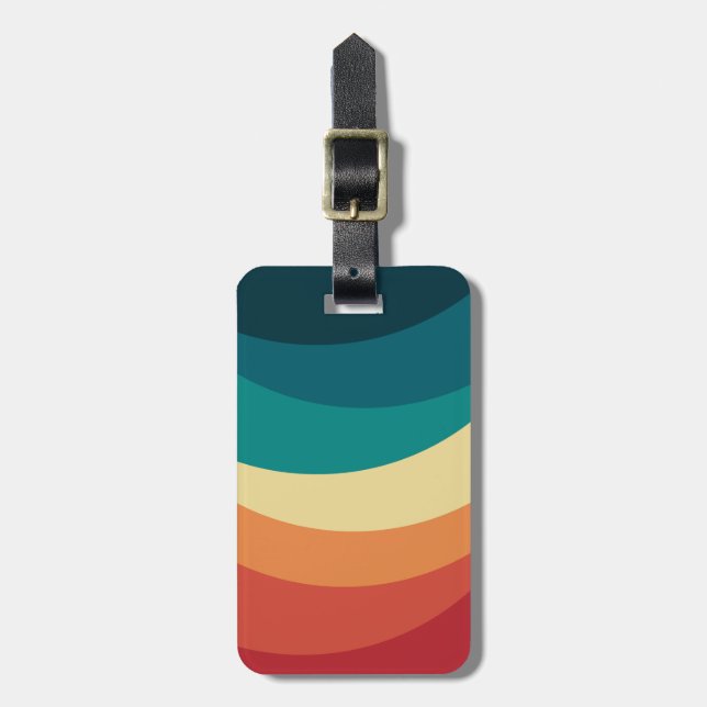 Colourful retro style curves design luggage tag (Front Vertical)