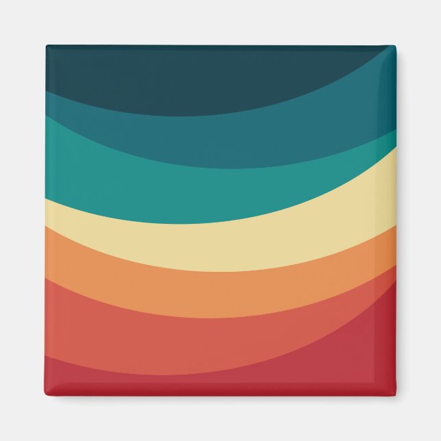 Colourful retro style curves design magnet (Front)