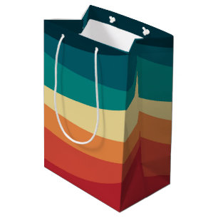 Colourful retro style curves design medium gift bag
